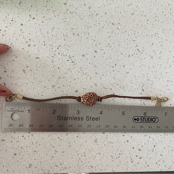 BANANA Republic Crystal Leather Strap Bracelet 7” - Picture 4 of 4